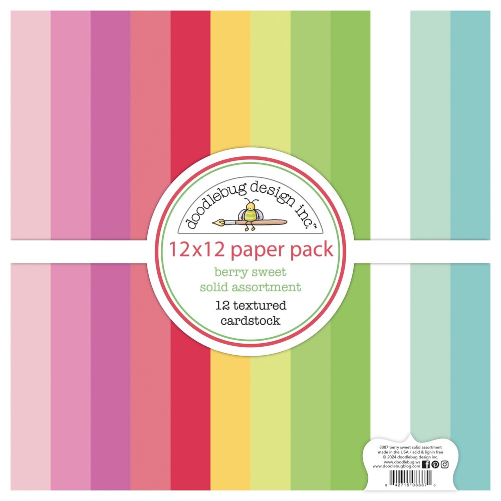 Doodlebug Design Inc. Berry Sweet 12x12 Inch Textured Cardstock Solid Paper Pack (8887) Doodlebug Design Inc. Berry Sweet 12x12 Inch Textured Cardstock Solid Paper Pack (8887)