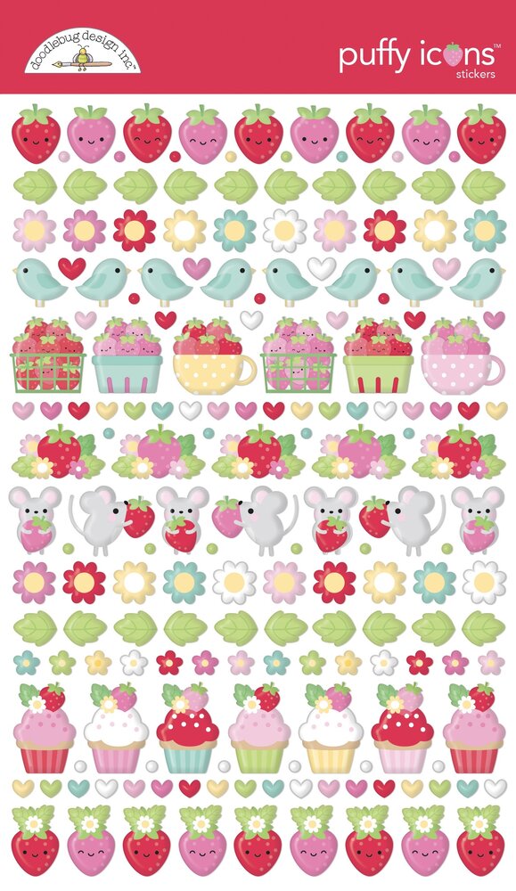 Doodlebug Design Inc. Berry Sweet Puffy Icons Stickers (8866)