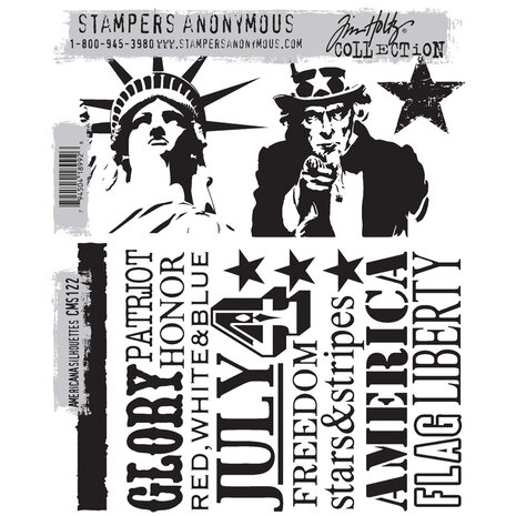 Stampers Anonymous Cling Stamps Americana Silhouettes (CMS122) Stampers Anonymous Cling Stamps Americana Silhouettes (CMS122)