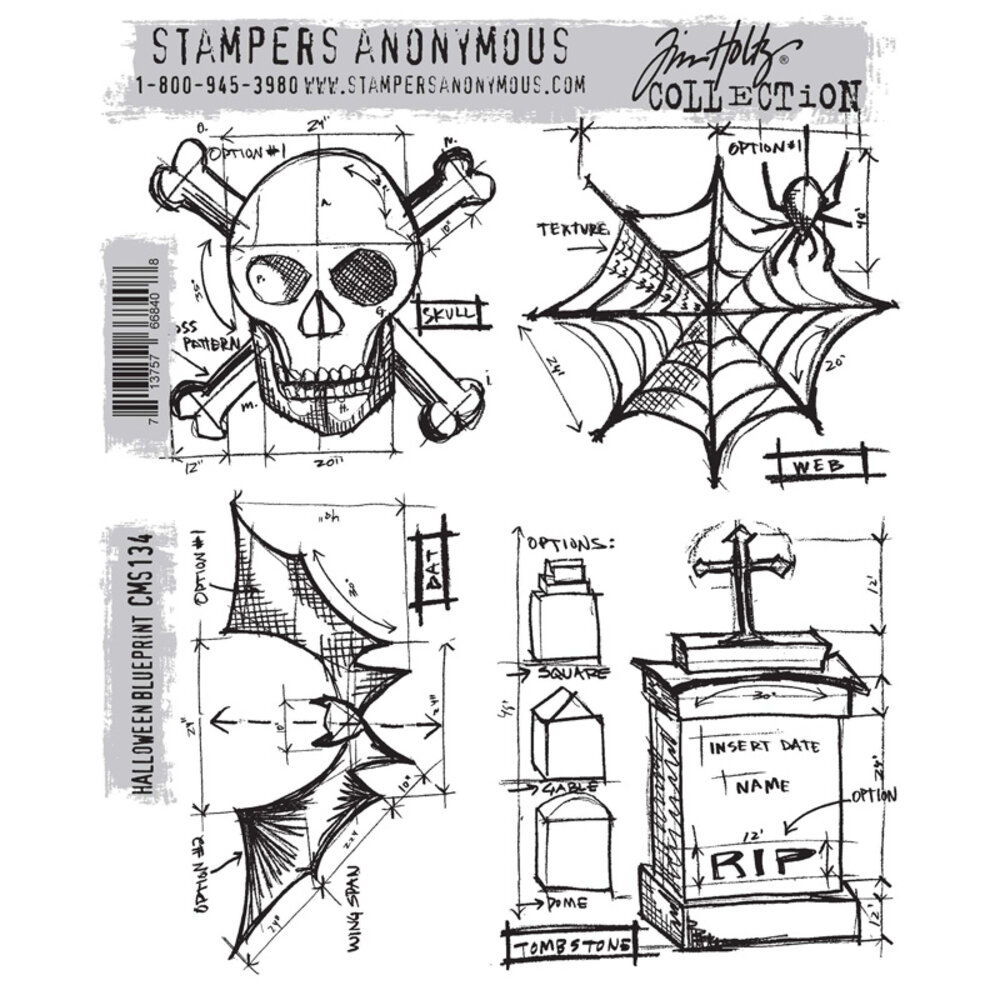 Stampers Anonymous Cling Stamps Halloween Blueprint (CMS134) Stampers Anonymous Cling Stamps Halloween Blueprint (CMS134)