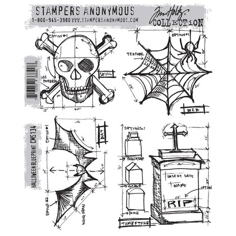Stampers Anonymous Cling Stamps Halloween Blueprint (CMS134) Stampers Anonymous Cling Stamps Halloween Blueprint (CMS134)