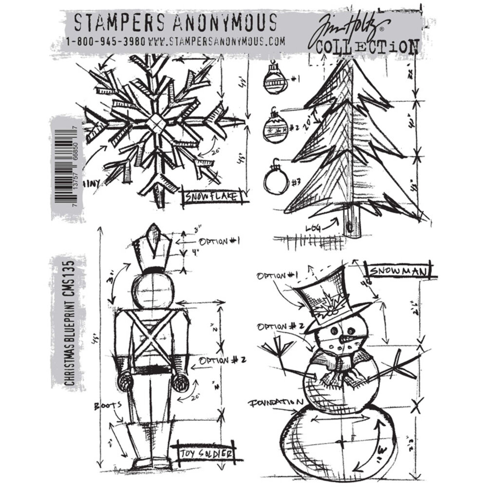 Stampers Anonymous Cling Stamps Christmas Blueprint (CMS135)