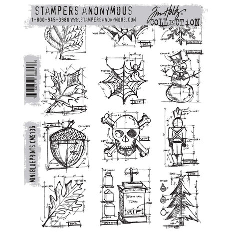 Stampers Anonymous Cling Stamps Mini Blueprints (CMS136) Stampers Anonymous Cling Stamps Mini Blueprints (CMS136)
