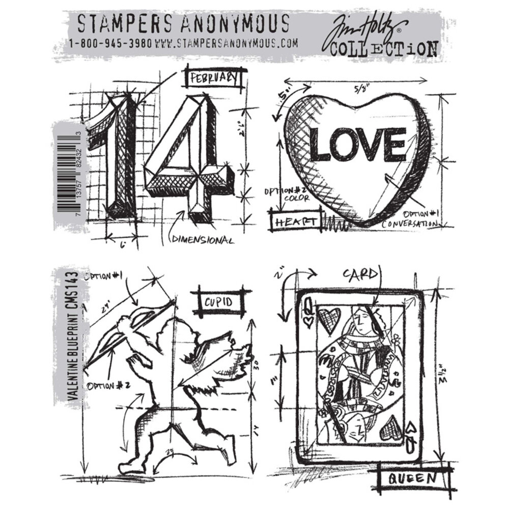 Stampers Anonymous Cling Stamps Valentine Blueprint (CMS143) Stampers Anonymous Cling Stamps Valentine Blueprint (CMS143)