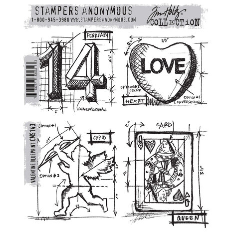 Stampers Anonymous Cling Stamps Valentine Blueprint (CMS143) Stampers Anonymous Cling Stamps Valentine Blueprint (CMS143)