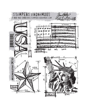 Stampers Anonymous Cling Stamps Americana Blueprint (CMS145)