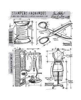 Stampers Anonymous Cling Stamps Sewing Blueprint (CMS147)
