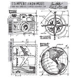 Stampers Anonymous Cling Stamps Travel Blueprint (CMS148)