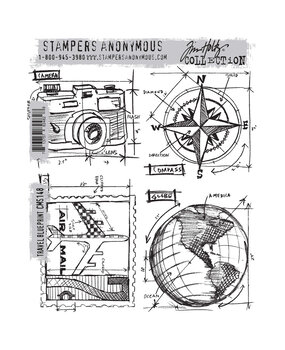 Stampers Anonymous Cling Stamps Travel Blueprint (CMS148)