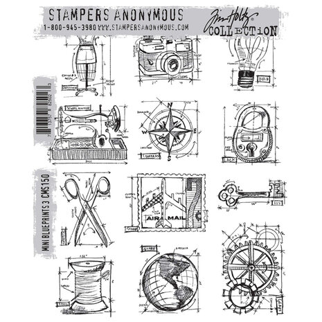 Stampers Anonymous Cling Stamps Mini Blueprints 3 (CMS150)