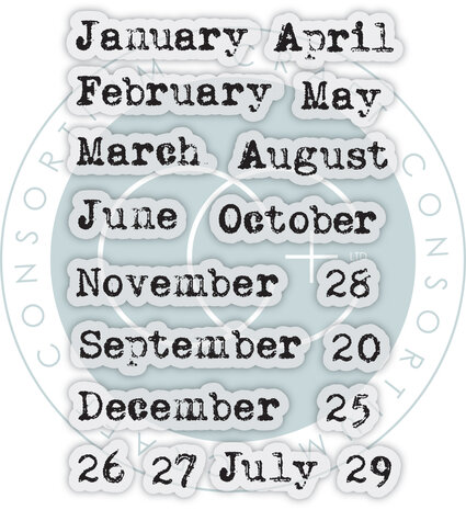 Craft Consortium Journal Months Clear Stamp (CCESTMP006)