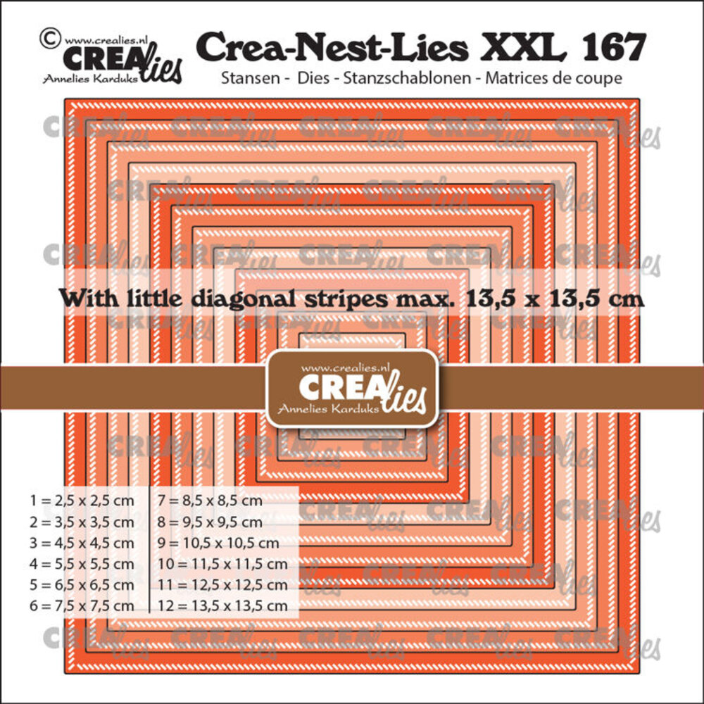 Crealies Nest Dies Squares with Little Diagonal Stripes (CLNestXXL167) Crealies Nest Dies Squares with Little Diagonal Stripes (CLNestXXL167)