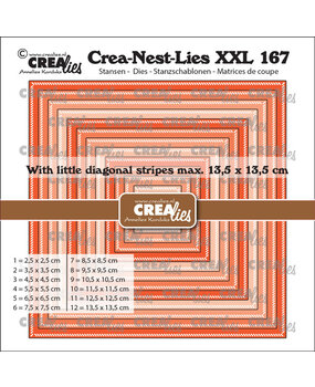 Crealies Nest Dies Squares with Little Diagonal Stripes (CLNestXXL167) Crealies Nest Dies Squares with Little Diagonal Stripes (CLNestXXL167)