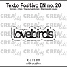 Crealies PRE-ORDER Texto Positivo Dies Lovebirds (POSEN20) Crealies PRE-ORDER Texto Positivo Dies Lovebirds (POSEN20)