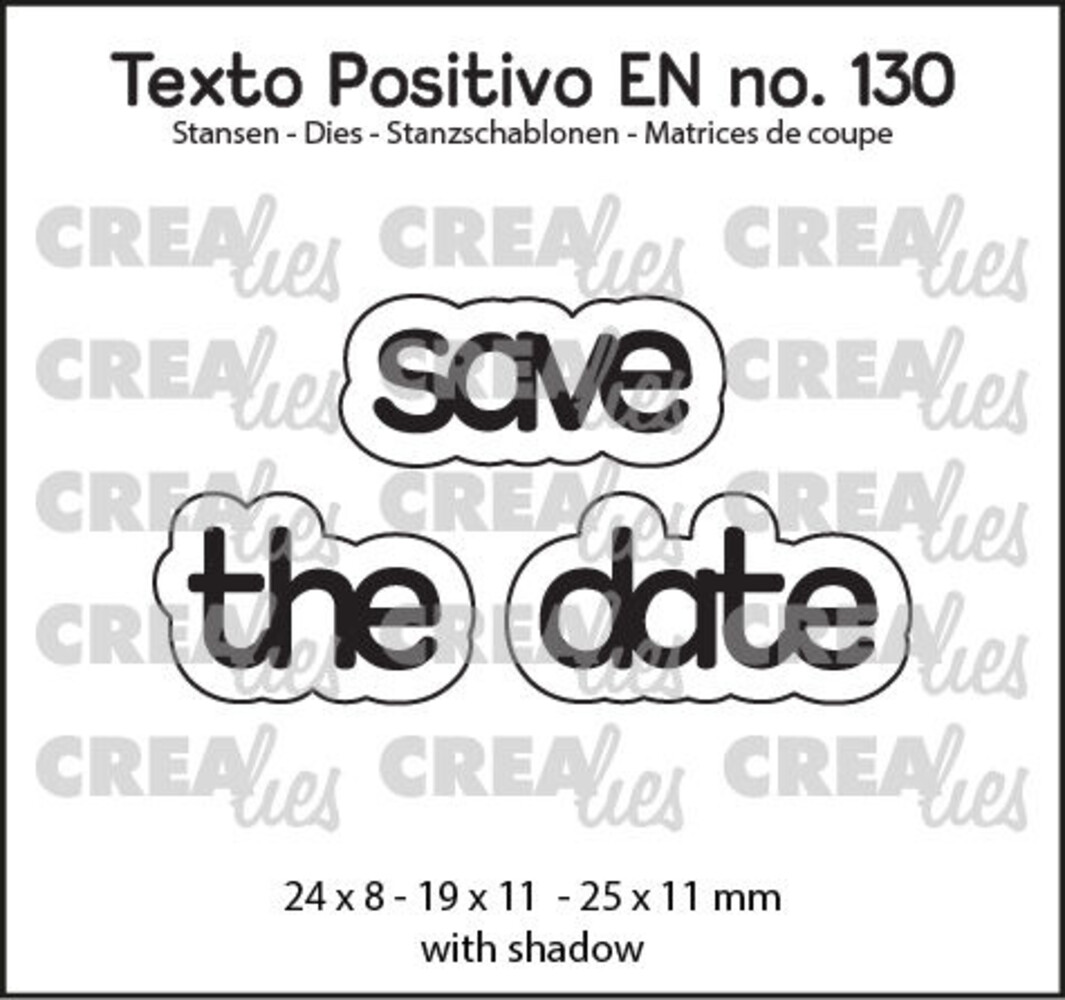 Crealies Texto Positivo Dies Save The Date (POSEN130)