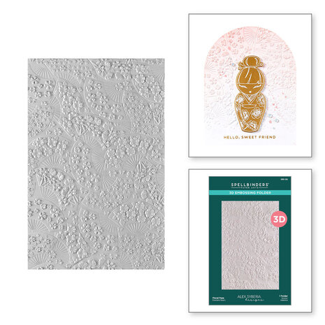 Spellbinders Spring in Kyoto Floral Fans 3D Embossing Folder (E3D-128)