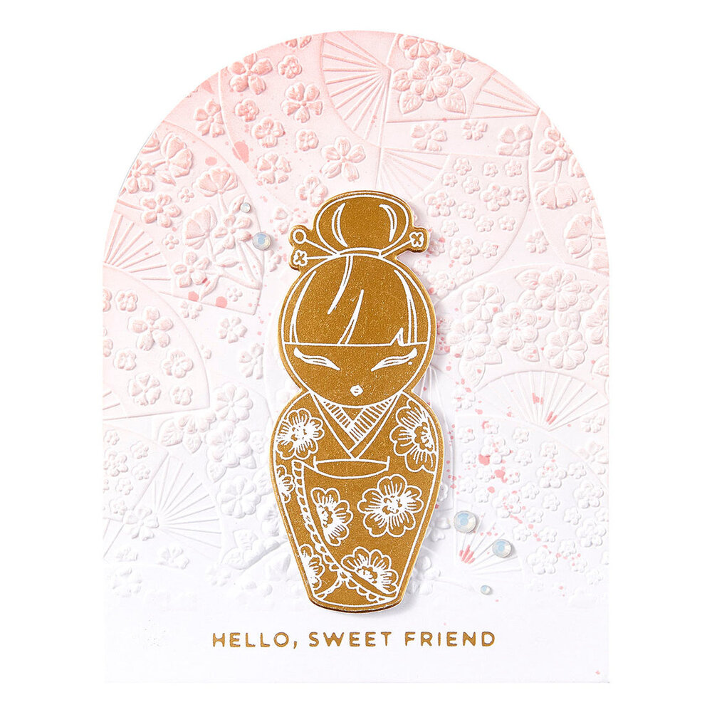 Spellbinders Spring in Kyoto Floral Fans 3D Embossing Folder (E3D-128)