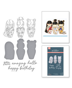 Spellbinders Spring in Kyoto Kokeshi Dolls Press Plate & Die Set (BP-291)