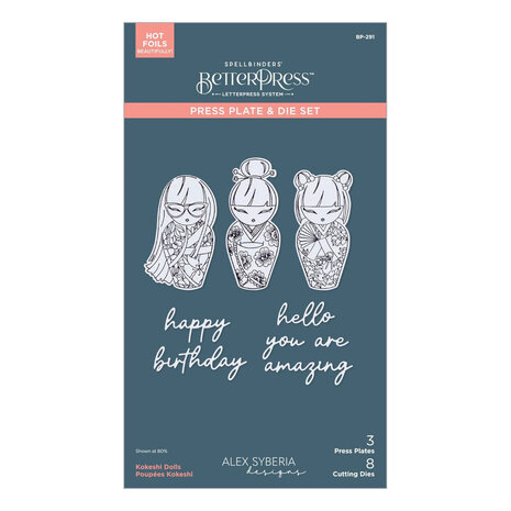 Spellbinders Spring in Kyoto Kokeshi Dolls Press Plate & Die Set (BP-291)