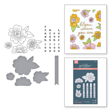 Spellbinders Spring in Kyoto Blossoms & Sentiments Press Plate & Die Set (BP-292)