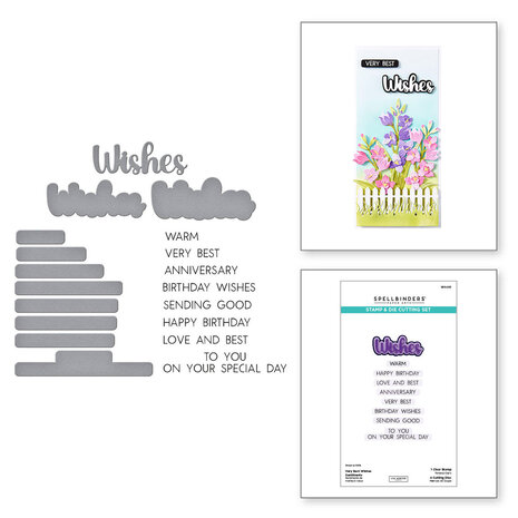 Spellbinders Wildflowers Very Best Wishes Sentiments Stamp & Die Set (SDS-203) Spellbinders Wildflowers Very Best Wishes Sentiments Stamp & Die Set (SDS-203)
