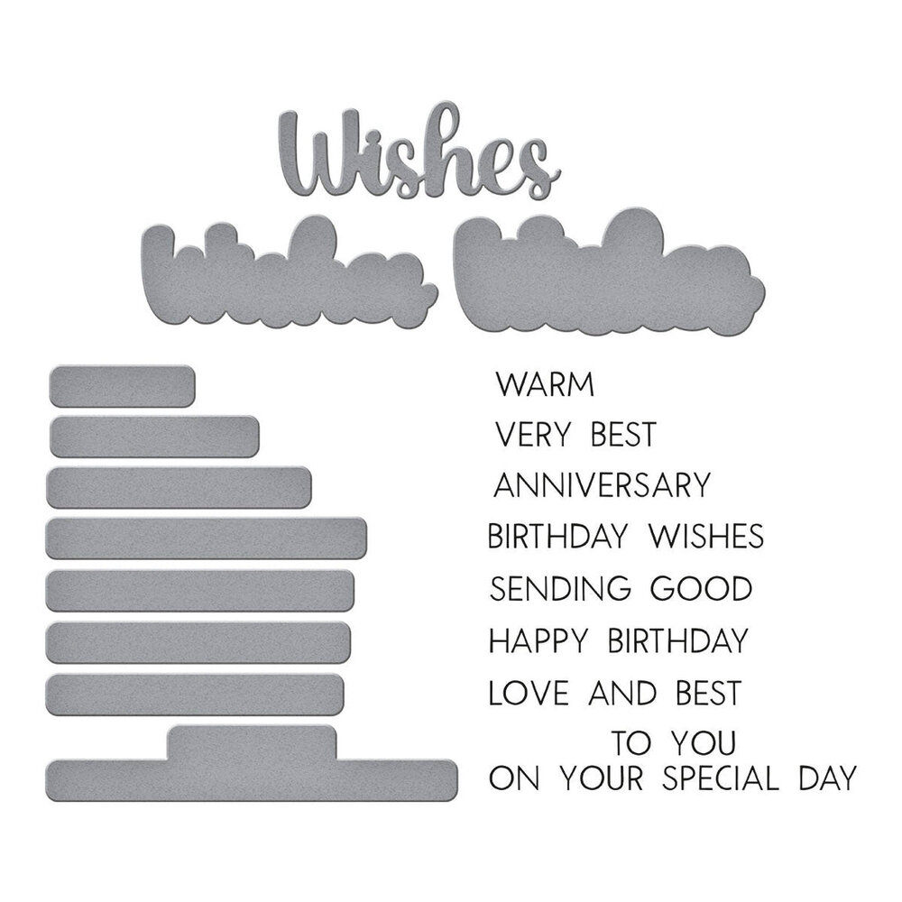Spellbinders Wildflowers Very Best Wishes Sentiments Stamp & Die Set (SDS-203) Spellbinders Wildflowers Very Best Wishes Sentiments Stamp & Die Set (SDS-203)