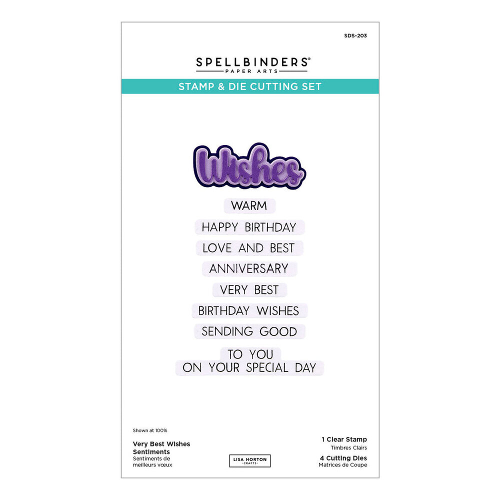 Spellbinders Wildflowers Very Best Wishes Sentiments Stamp & Die Set (SDS-203) Spellbinders Wildflowers Very Best Wishes Sentiments Stamp & Die Set (SDS-203)