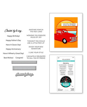 Spellbinders Classic Road Legends Cruisin' By Sentiments Stamp & Die Set (SDS-204) Spellbinders Classic Road Legends Cruisin' By Sentiments Stamp & Die Set (SDS-204)