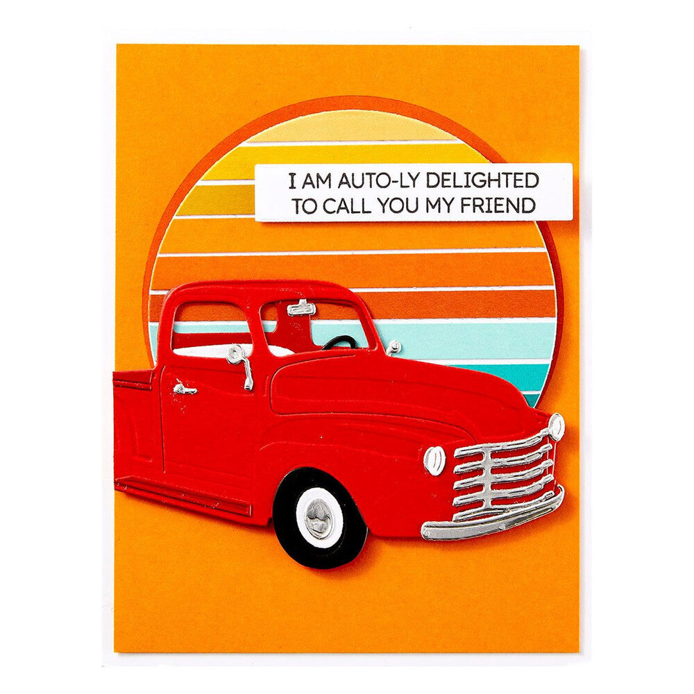 Spellbinders Classic Road Legends Cruisin' By Sentiments Stamp & Die Set (SDS-204) Spellbinders Classic Road Legends Cruisin' By Sentiments Stamp & Die Set (SDS-204)