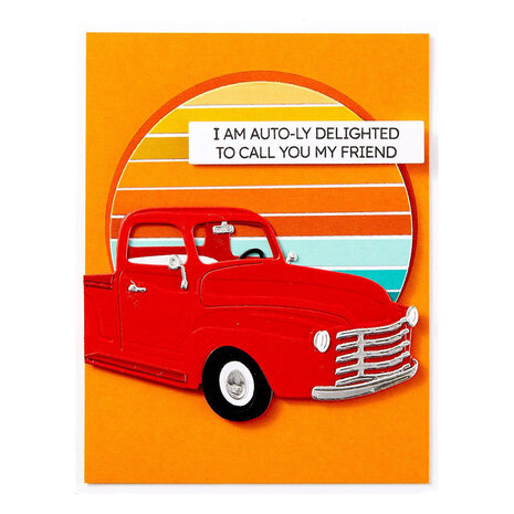 Spellbinders Classic Road Legends Cruisin' By Sentiments Stamp & Die Set (SDS-204) Spellbinders Classic Road Legends Cruisin' By Sentiments Stamp & Die Set (SDS-204)