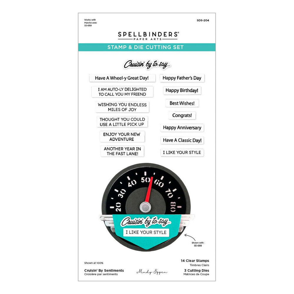 Spellbinders Classic Road Legends Cruisin' By Sentiments Stamp & Die Set (SDS-204) Spellbinders Classic Road Legends Cruisin' By Sentiments Stamp & Die Set (SDS-204)