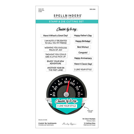 Spellbinders Classic Road Legends Cruisin' By Sentiments Stamp & Die Set (SDS-204) Spellbinders Classic Road Legends Cruisin' By Sentiments Stamp & Die Set (SDS-204)