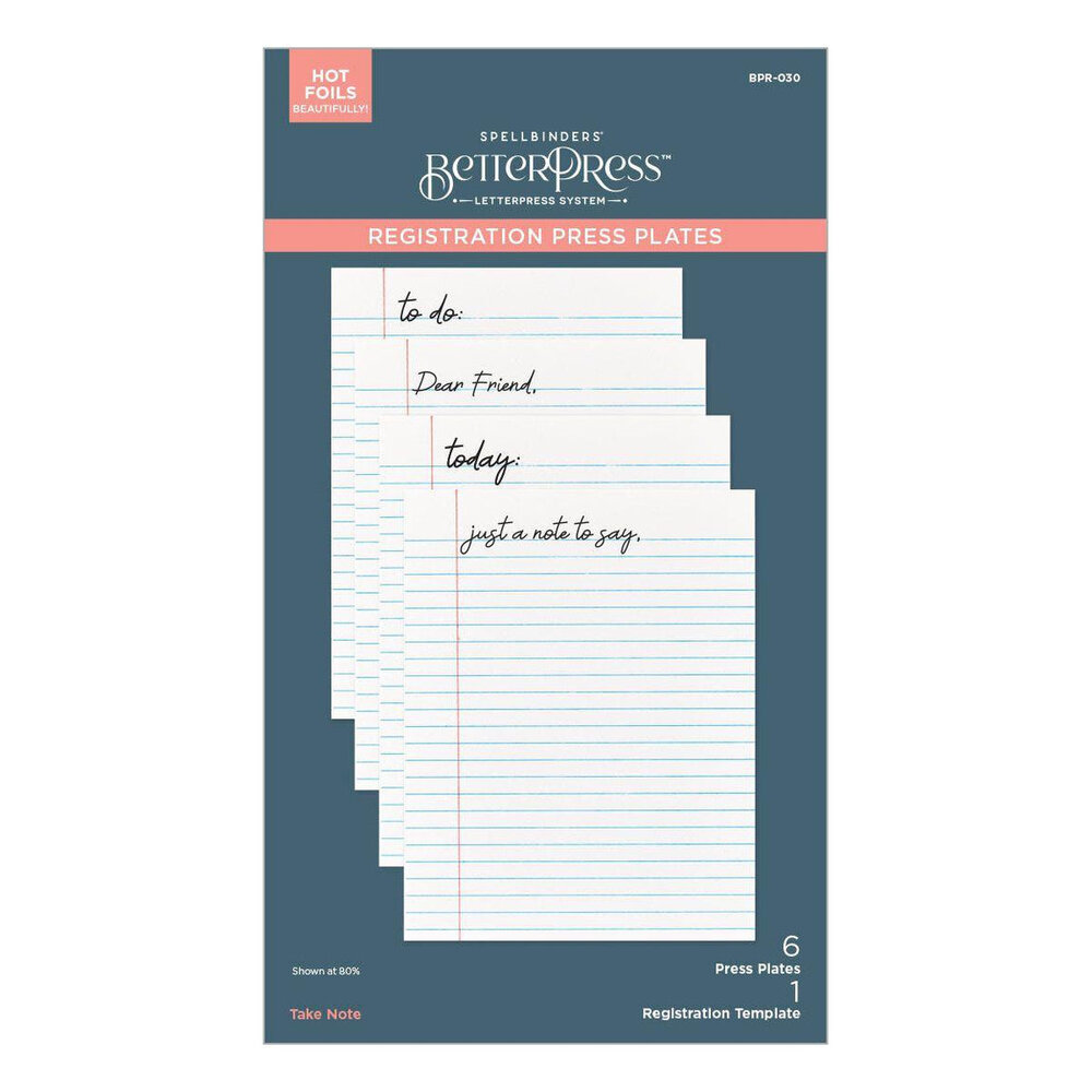 Spellbinders Take Note Registration Press Plate (BPR-030)