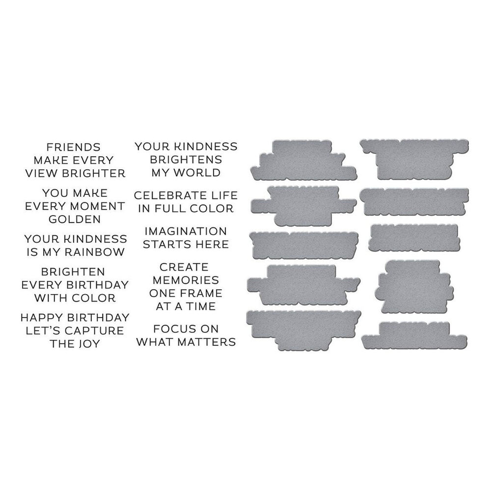 Spellbinders Take Note Reel Color Sentiments Press Plate & Die Set (BP-296)