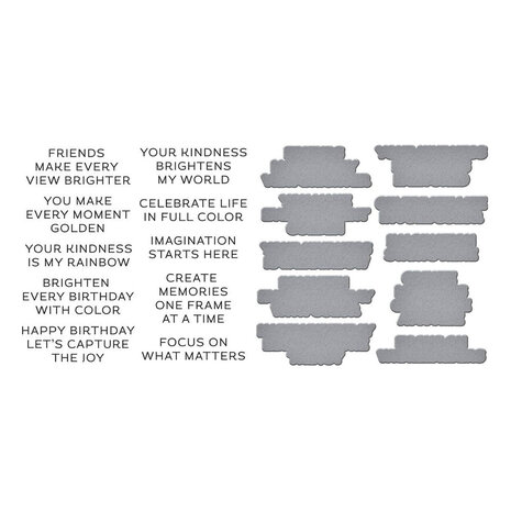 Spellbinders Take Note Reel Color Sentiments Press Plate & Die Set (BP-296)