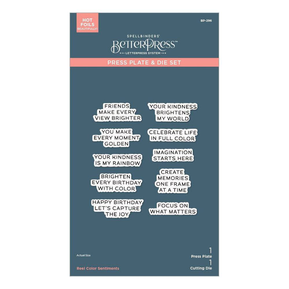 Spellbinders Take Note Reel Color Sentiments Press Plate & Die Set (BP-296)