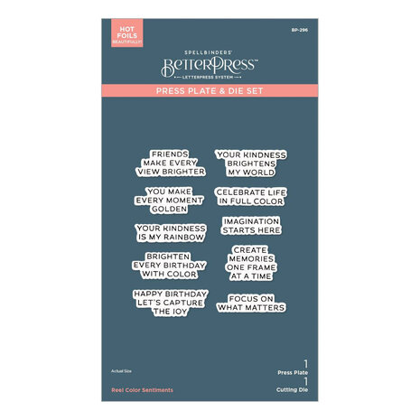 Spellbinders Take Note Reel Color Sentiments Press Plate & Die Set (BP-296)