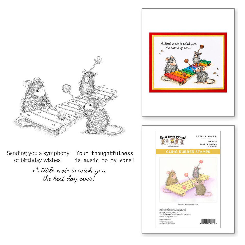 Spellbinders House-Mouse Designs Music to My Ears Cling Rubber Stamp (RSC-053)