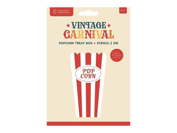 Crafter's Companion Vintage Carnival Stencil & Die Set Popcorn Treat Box (VC-STEN-PCTB) Crafter's Companion Vintage Carnival Stencil & Die Set Popcorn Treat Box (VC-STEN-PCTB)