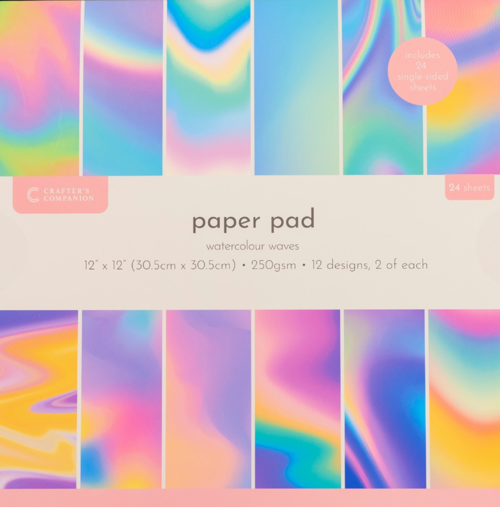 Crafter's Companion Watercolour Waves 12x12 Inch Paper Pad (CC-PAD12-WAWA) Crafter's Companion Watercolour Waves 12x12 Inch Paper Pad (CC-PAD12-WAWA)
