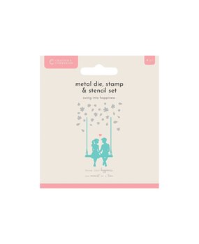 Crafter's Companion Swing Into Happiness Metal Die Stamp & Stencil Set (CC-MD-STEN-SWHA) Crafter's Companion Swing Into Happiness Metal Die Stamp & Stencil Set (CC-MD-STEN-SWHA)