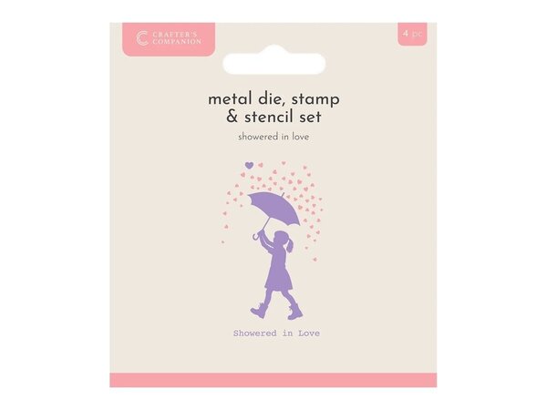 Crafter's Companion Showered In Love Metal Die Stamp & Stencil Set (CC-MD-STEN-SHLO)