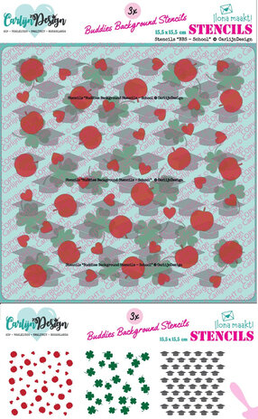 Carlijn Design Stencils Buddies Backgrounds School (3pcs) (CDSC-0040) Carlijn Design Stencils Buddies Backgrounds School (3pcs) (CDSC-0040)