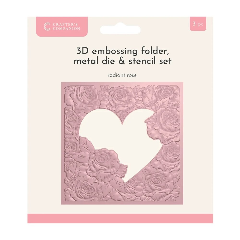 Crafter's Companion Radiant Rose 3D Embossing Folder, Metal Die and Stencil Set (CC-3DEF5.5-MD-STEN-RARO) Crafter's Companion Radiant Rose 3D Embossing Folder, Metal Die and Stencil Set (CC-3DEF5.5-MD-STEN-RARO)