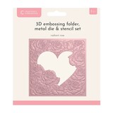 Crafter's Companion Radiant Rose 3D Embossing Folder, Metal Die and Stencil Set (CC-3DEF5.5-MD-STEN-RARO)