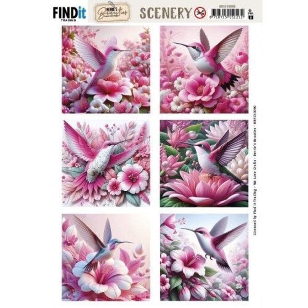 Berrie's Beauties Pink Hummingbird Scenery Push Out Square (BBSC10090) Berrie's Beauties Pink Hummingbird Scenery Push Out Square (BBSC10090)