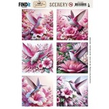 Berrie's Beauties Pink Hummingbird Scenery Push Out Square (BBSC10090)