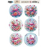 Berrie's Beauties Flamingo Scenery Push Out Round (BBSC10091)
