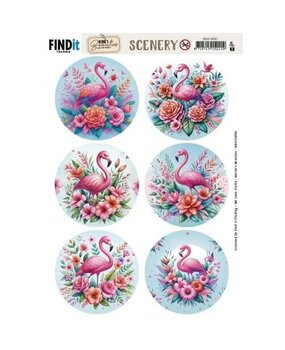 Berrie's Beauties Flamingo Scenery Push Out Round (BBSC10091) Berrie's Beauties Flamingo Scenery Push Out Round (BBSC10091)
