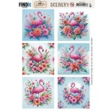 Berrie's Beauties Flamingo Scenery Push Out Square (BBSC10092)